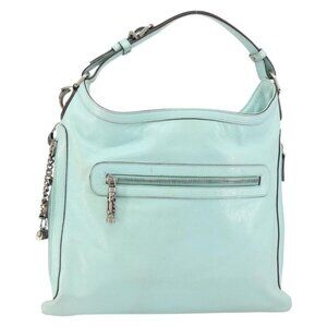 Authentic Gianni Versace Shoulder Bag Leather Peppermint Silver